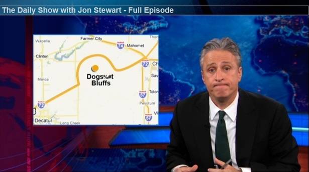 Dogshit Bluffs located near Monticello, says Daily Show