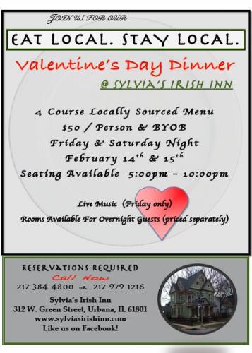 Valentine’s Day Dinner at Sylvia’s Irish Inn