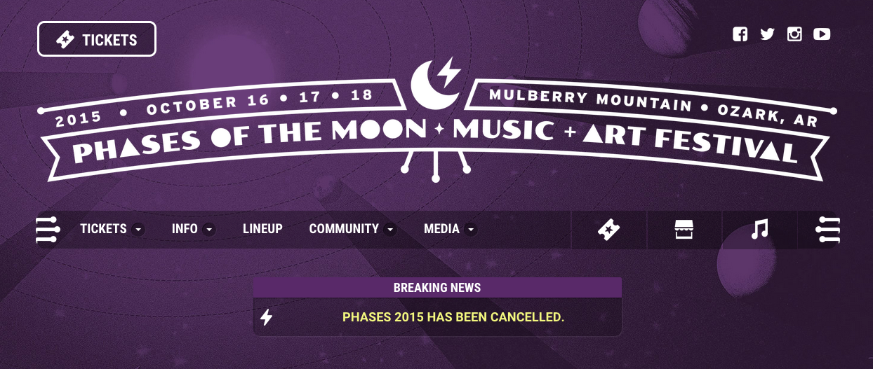 Phases of the Moon Festival cancelled