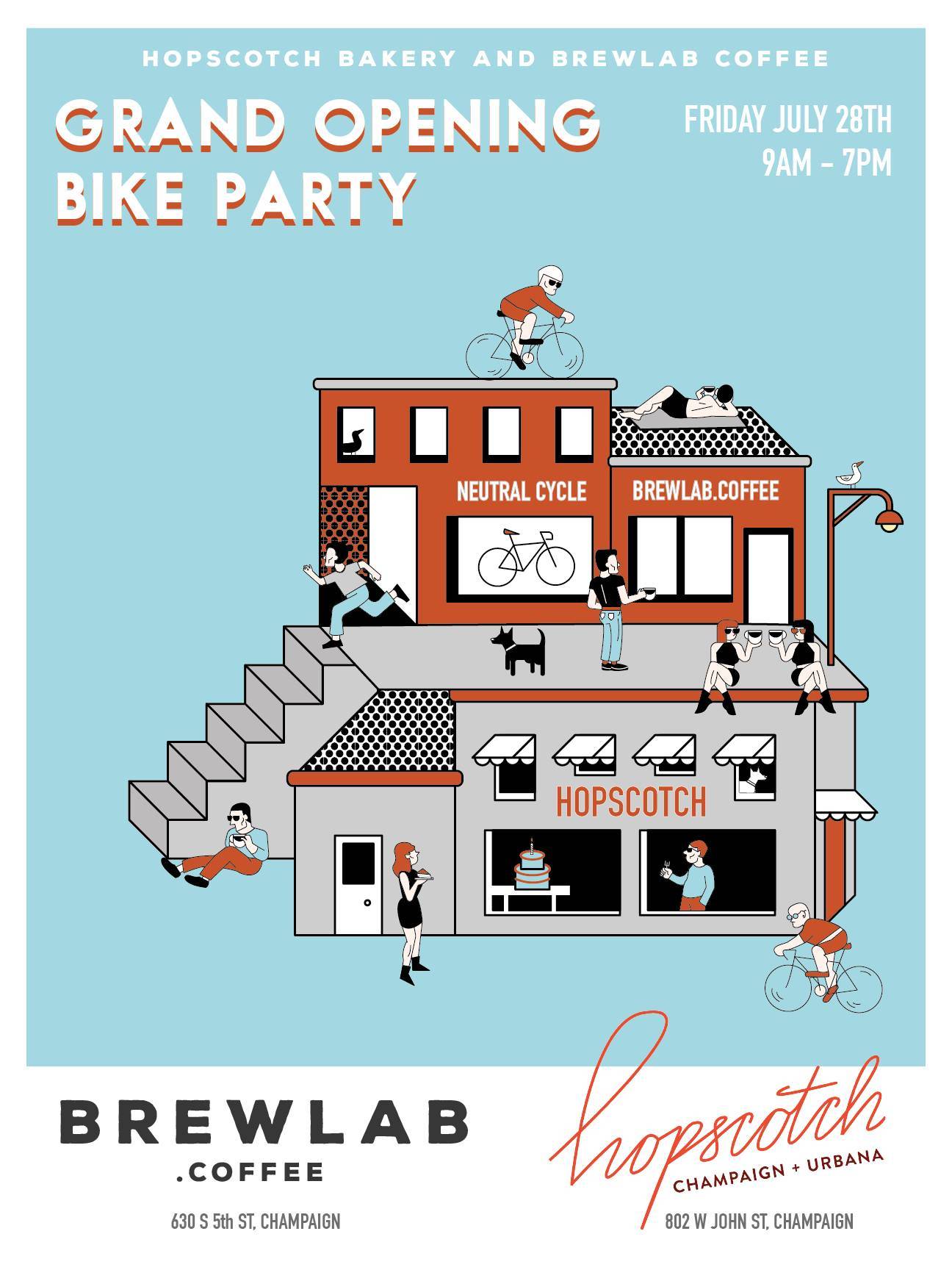 Brewlab Coffee and Hopscotch Bakery hosting grand opening bike party this Friday