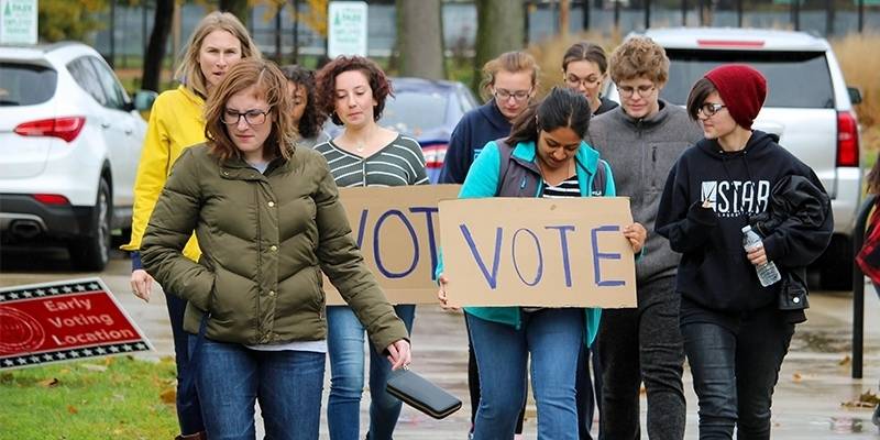 If a group of kids can leave school to go vote in the rain, you really have no excuse