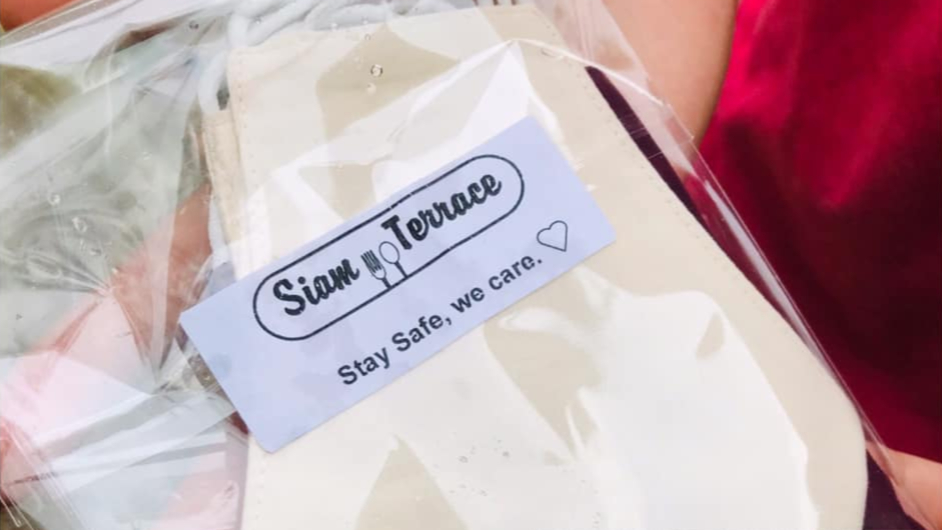 Siam Terrace is giving out face masks with carryout orders