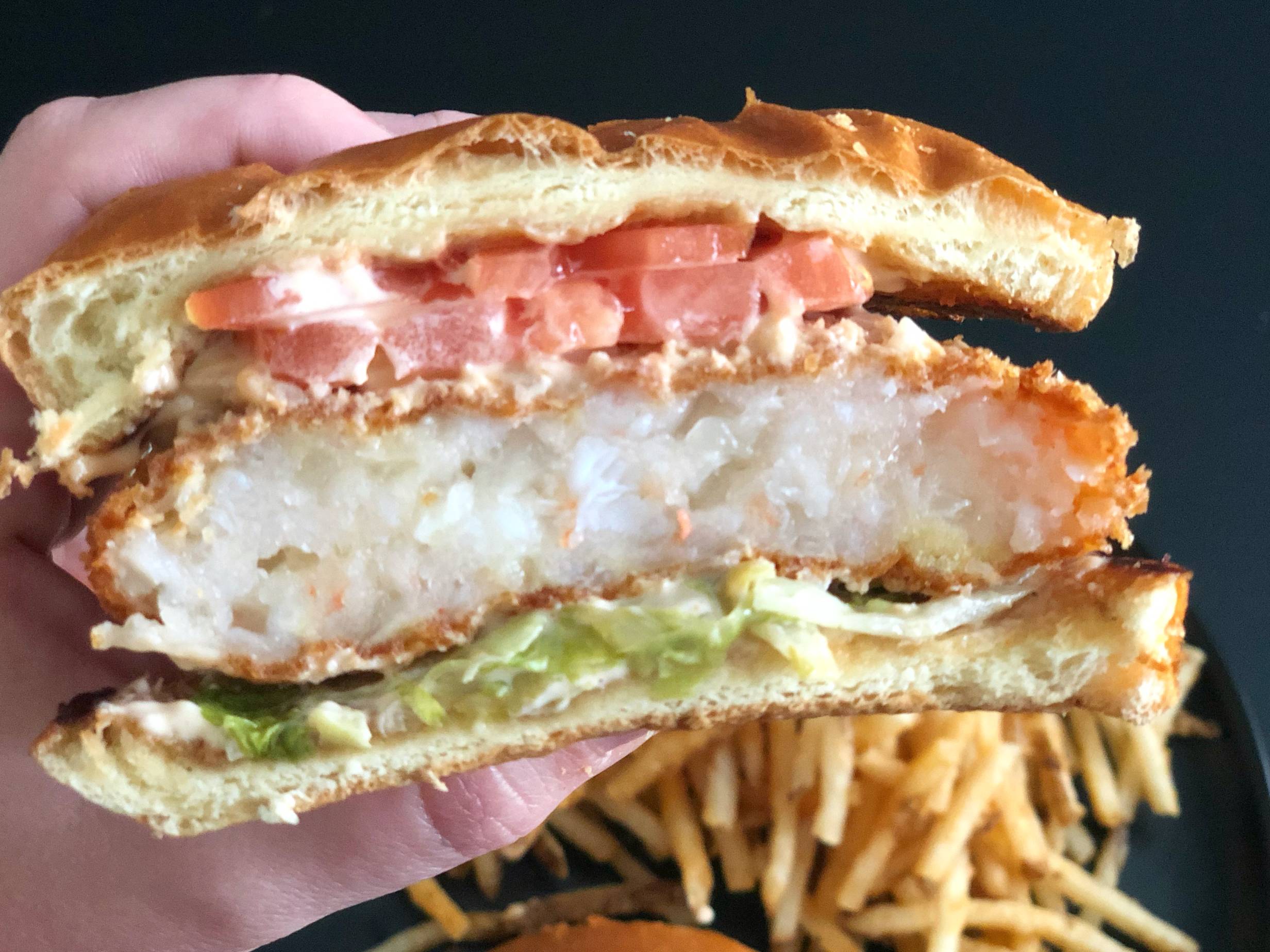 I tried a Korean shrimp burger for the first time, and it was wild