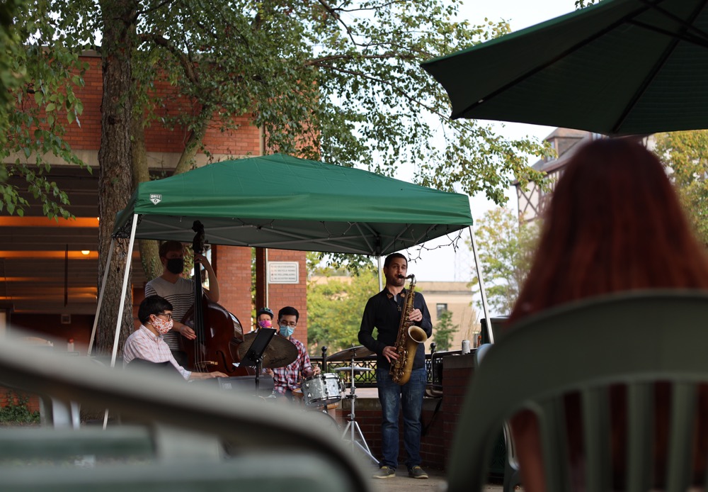 Listening to live music, out and about in Urbana