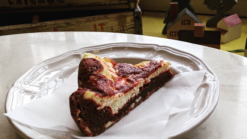This red velvet cheesecake brownie from Caffe Paradiso looks amazing