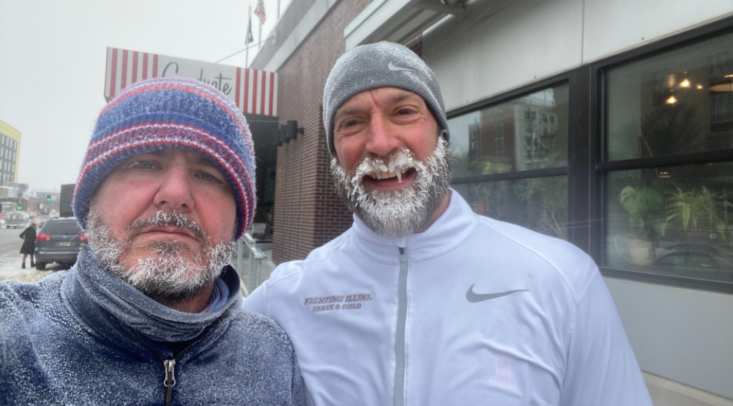 Those are very frozen beards you have there, Josh Whitman and Derrick Burson