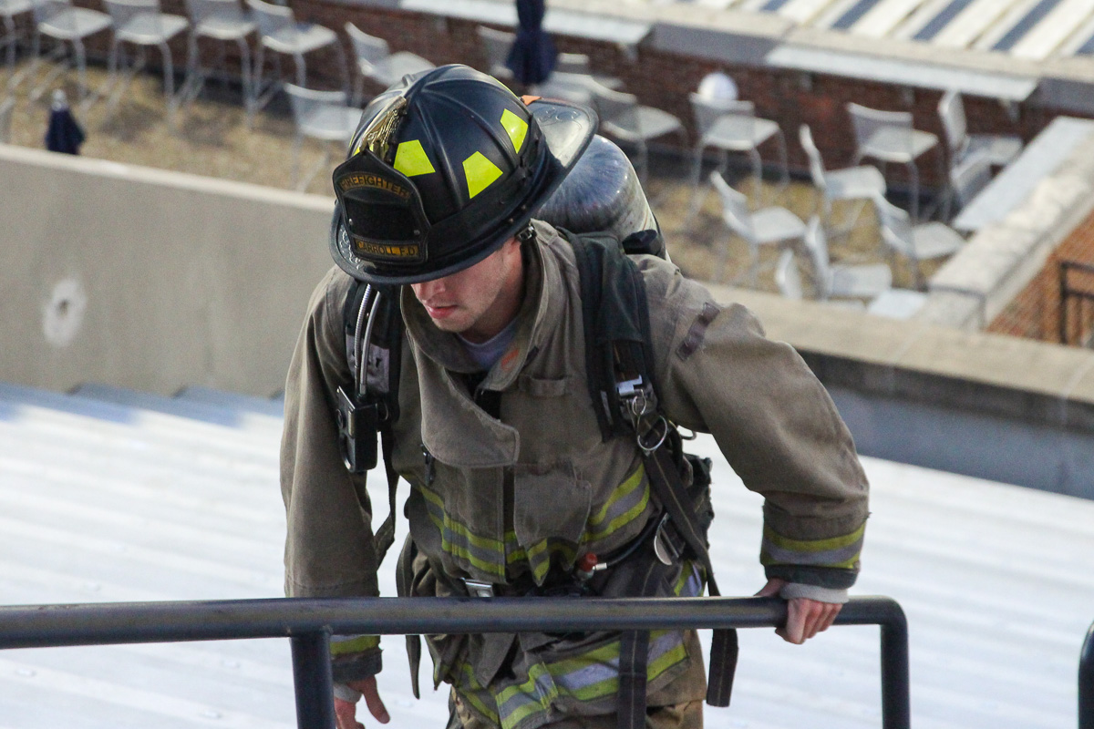 U of I student firefighters suit up for the 9/11 memorial stair climb