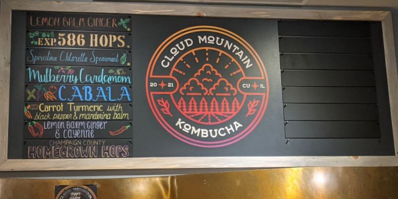 Sipping Cloud Mountain Kombucha in the Lincoln Square Mall