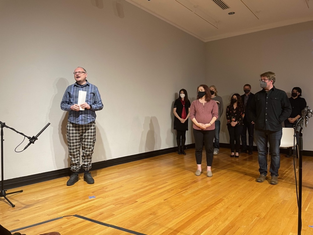 An ensemble of the Voices of the New Belarus performance at Krannert Art Musuem. Photo by Landon Sinclair.