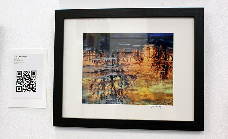 Close up of a framed and mounted digital photograph.