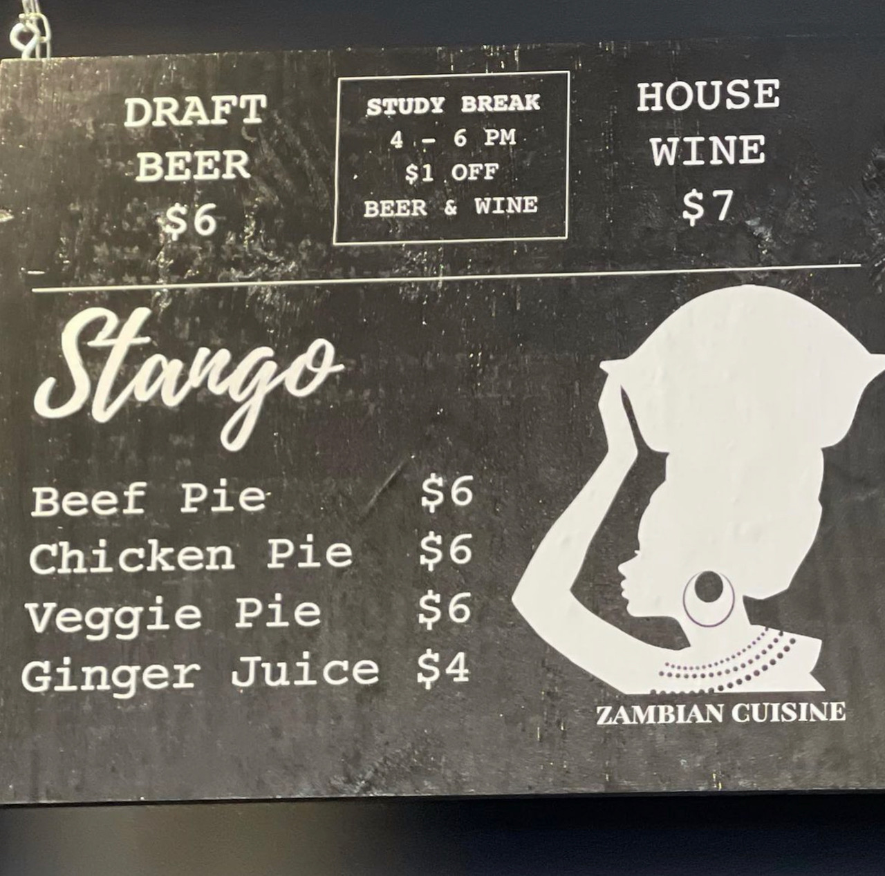 A photo of the new menu at Cafeteria & Company which includes beef pies and ginger juice from Stango Cuisine. Photo by weloveurbana on Instagram.