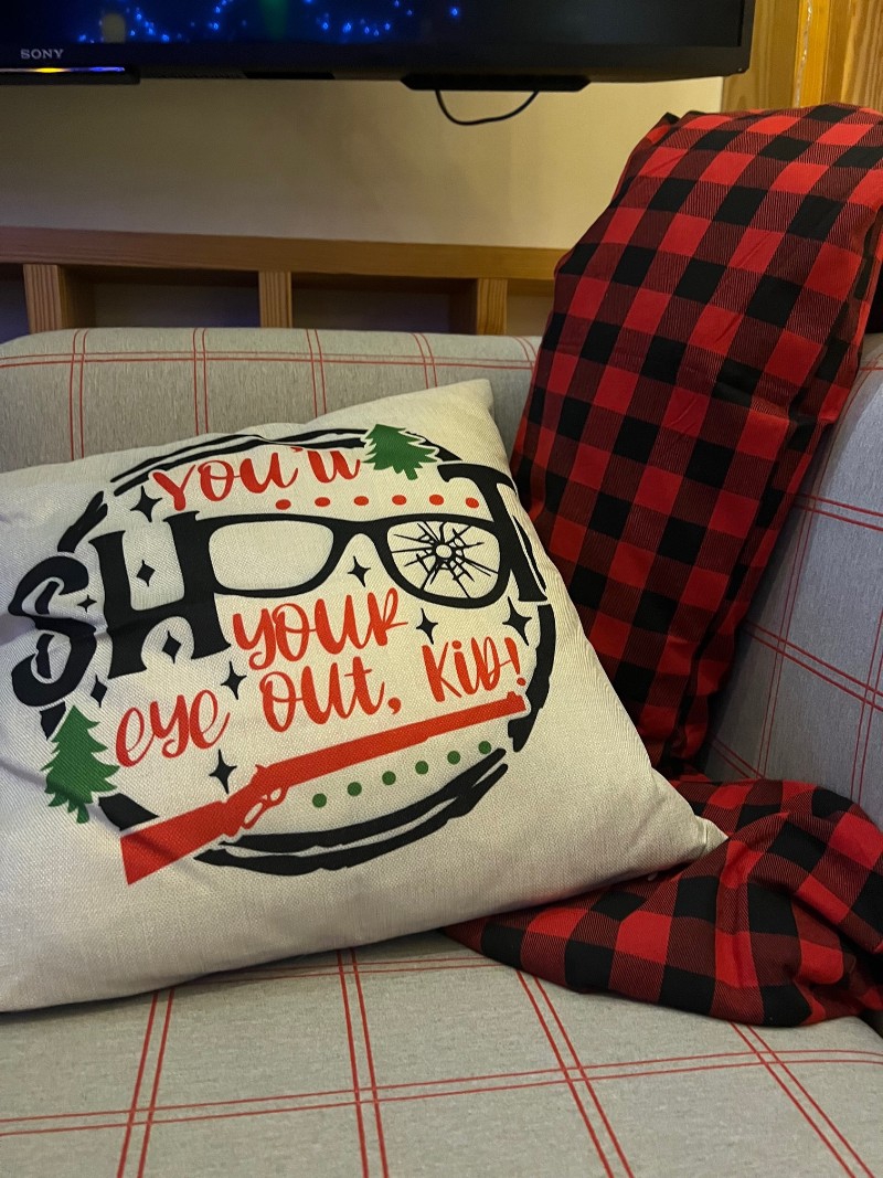 A white pillow with the phrase 