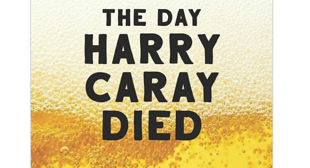 Screenshot of the cover of Mike Trippiedi's novel, The Day Harry Caray Died. It's a very close zoom in on the foam on top of a golden colored beer. The text is black.