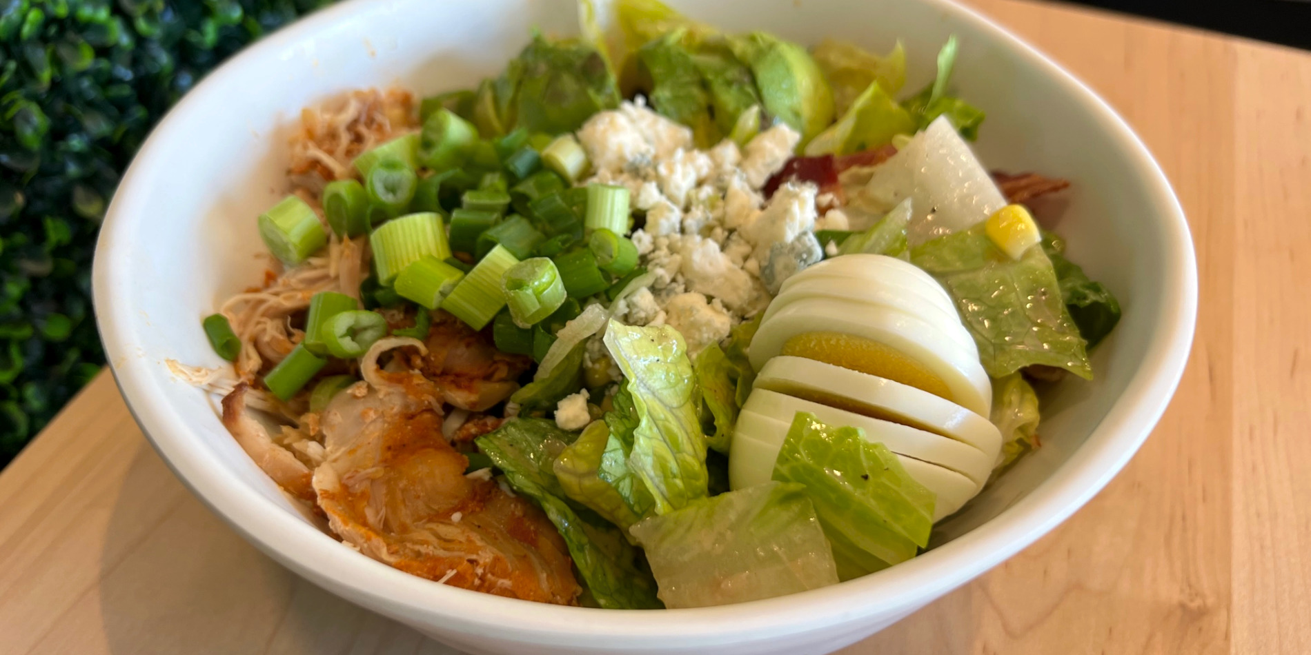 A cropped photo of the cobb salad at Forage Kitchen in Champaign, Illinois. Photo by Alyssa Buckley.