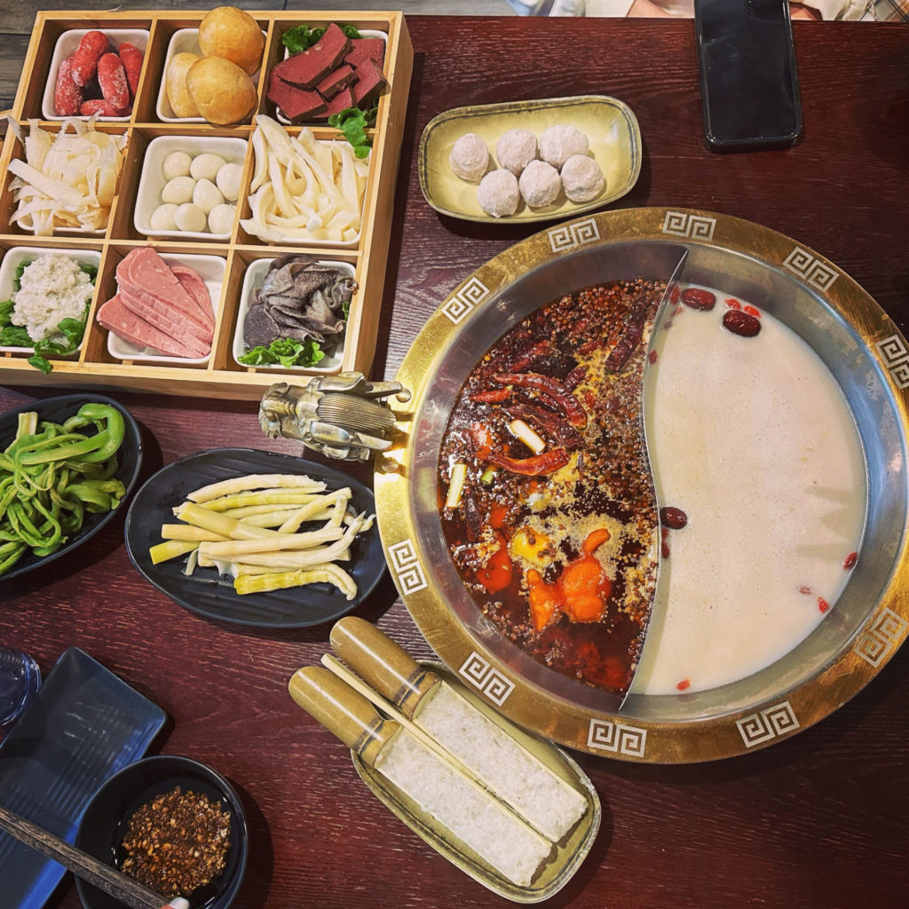 A photo of hot pot at Savory Hot Pot in Champaign, Illinois. Photo by Xiaohui Zhang.