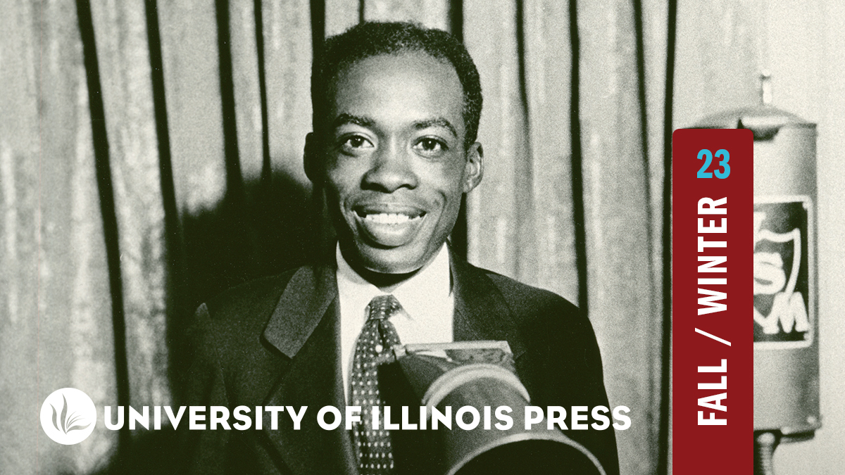 A book cover with a black and white photo of a Black man with short hair, wearing a suit jacket and tie.