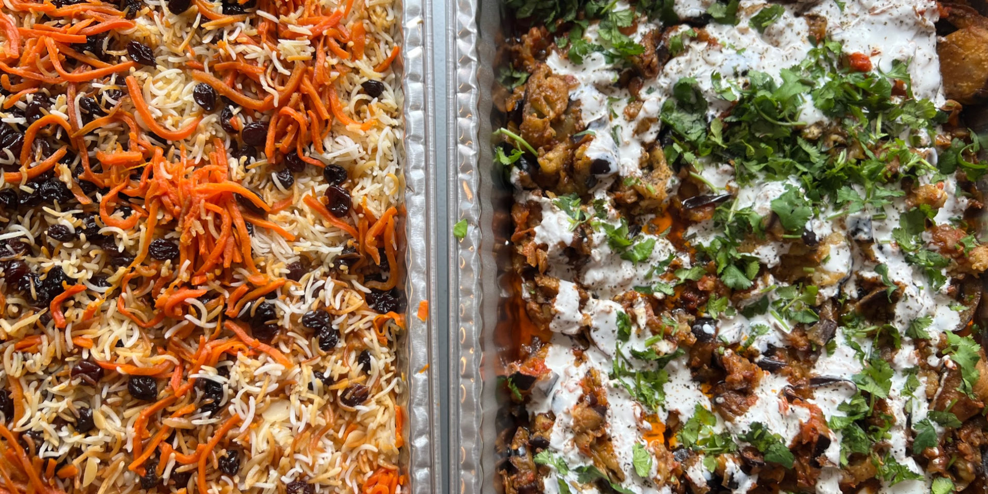 A cropped photo of the catering by Afghan Cuisine restaurant in Champaign-Urbana, Illinois. Photo by Alyssa Buckley.