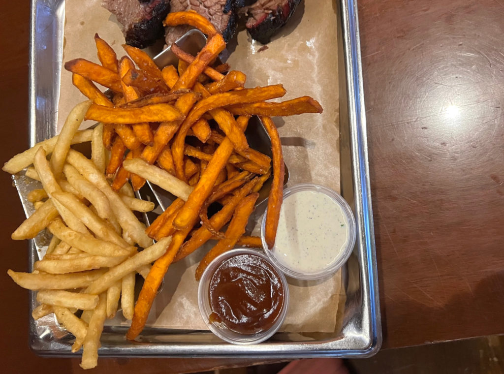 Two sides of fries at Black Dog in Champaign. Photo by Alyssa Buckley.