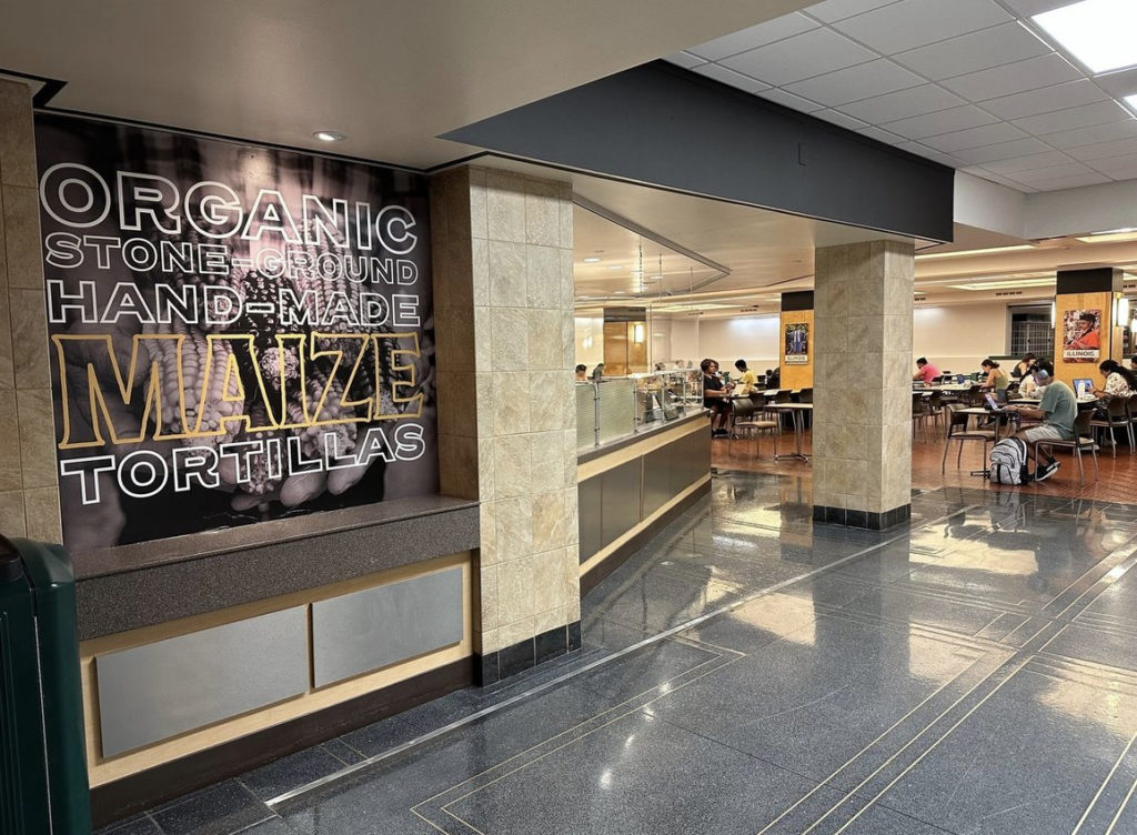 Inside the Illinis Union, Maize Mexican Grill has a new location for the fall 2023 semester. Photo by Maize Mexican Grill on Instagram