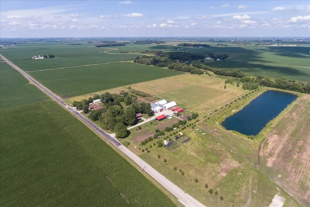 An aerial view of Prairie Fruits Farm for sale. Photo by Coldwell Banker