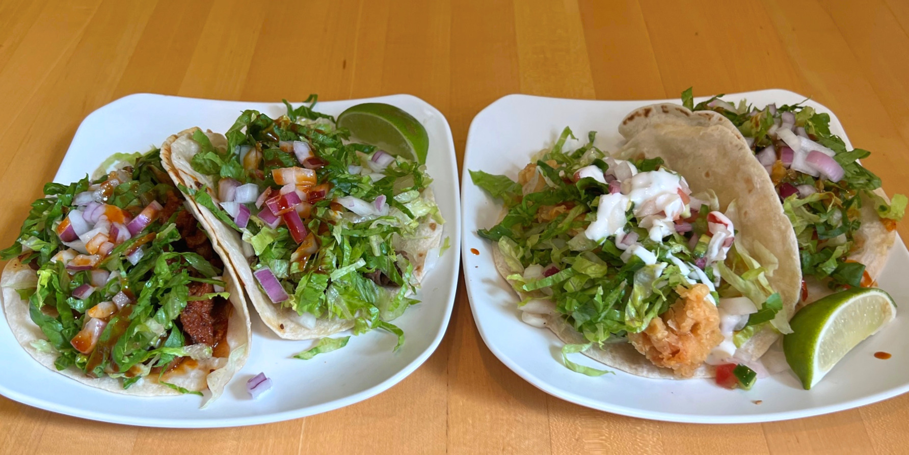 Four tacos from Spoonhouse in Champaign, Illinois. Photo by Alyssa Buckley.