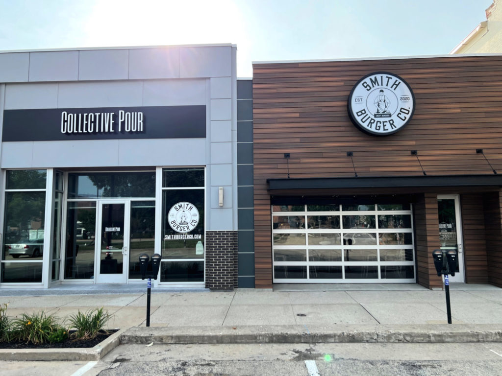 The exterior of Collective Pour and Smith Burger Co. Photo by Alyssa Buckley.