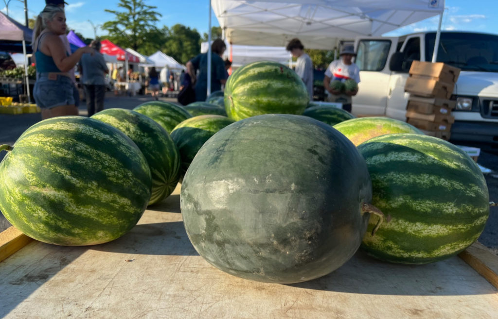 Watermelons for sale at Green G Farm at the market Photo by Alyssa Buckley.