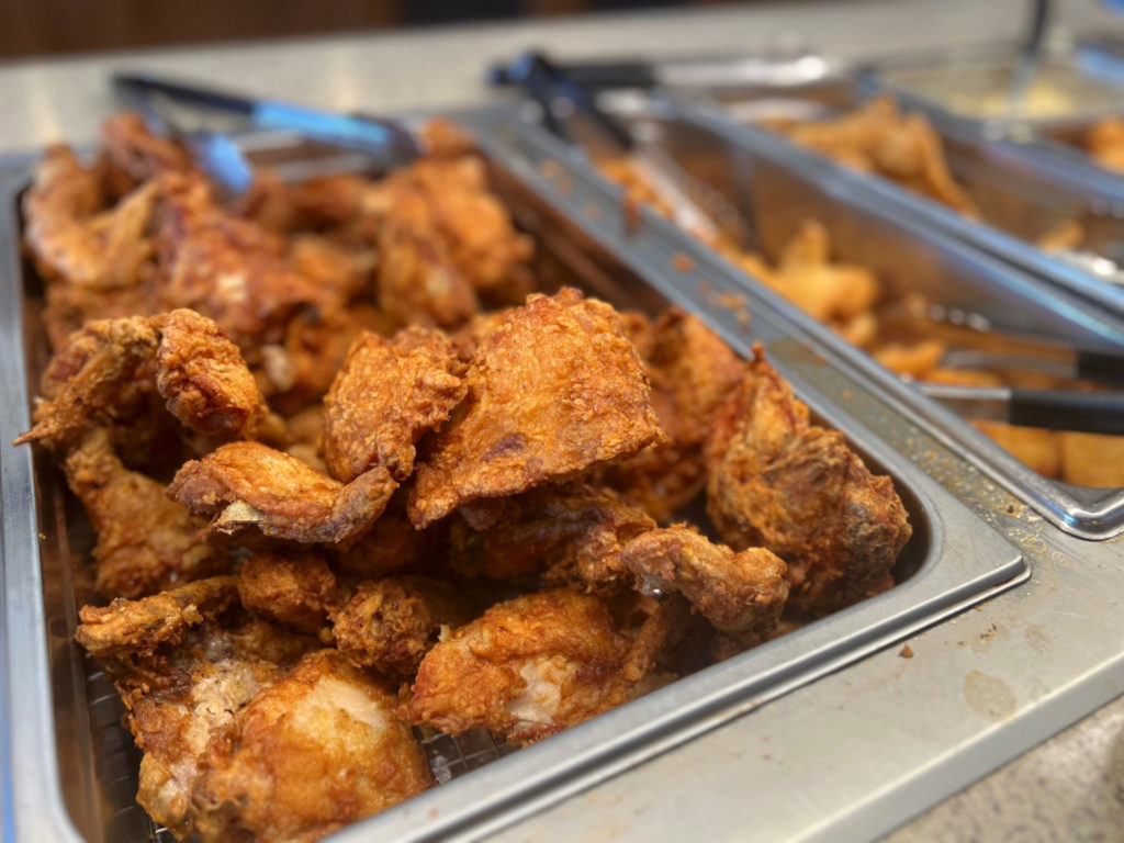 The fried chicken on the buffet line at Yoder's Kitchen in Arthur, Illinois for good restaurants worth the drive outside of Champaign-Urbana. Photo by Alyssa Buckley.