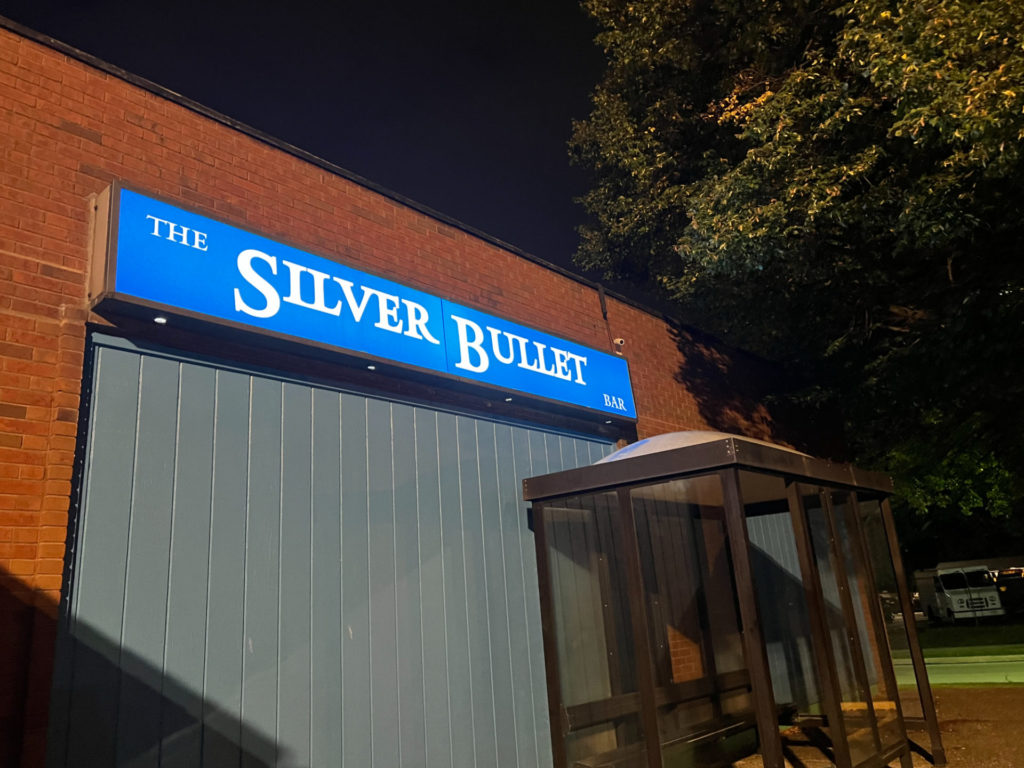 The front of The Silver Bullet Bar in Urbana, Illinois. 