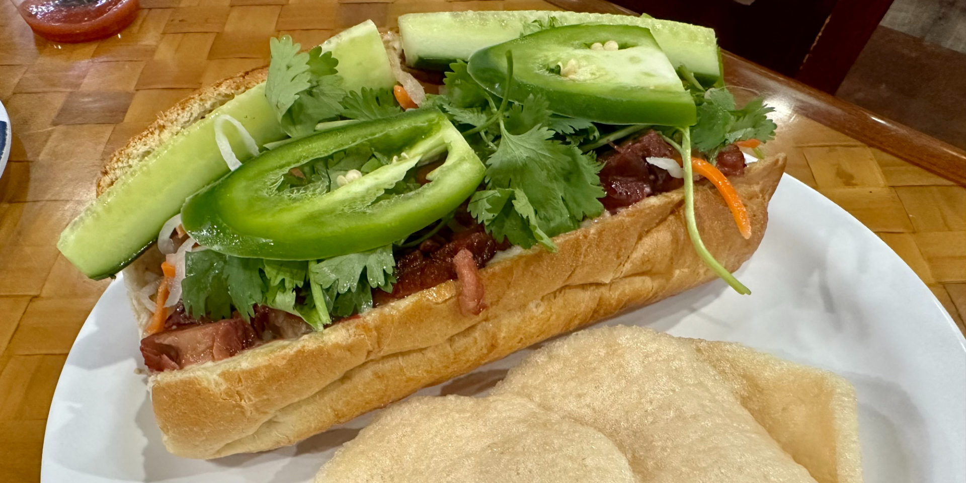 A cropped image of the banh mi at 83 Vietnamese