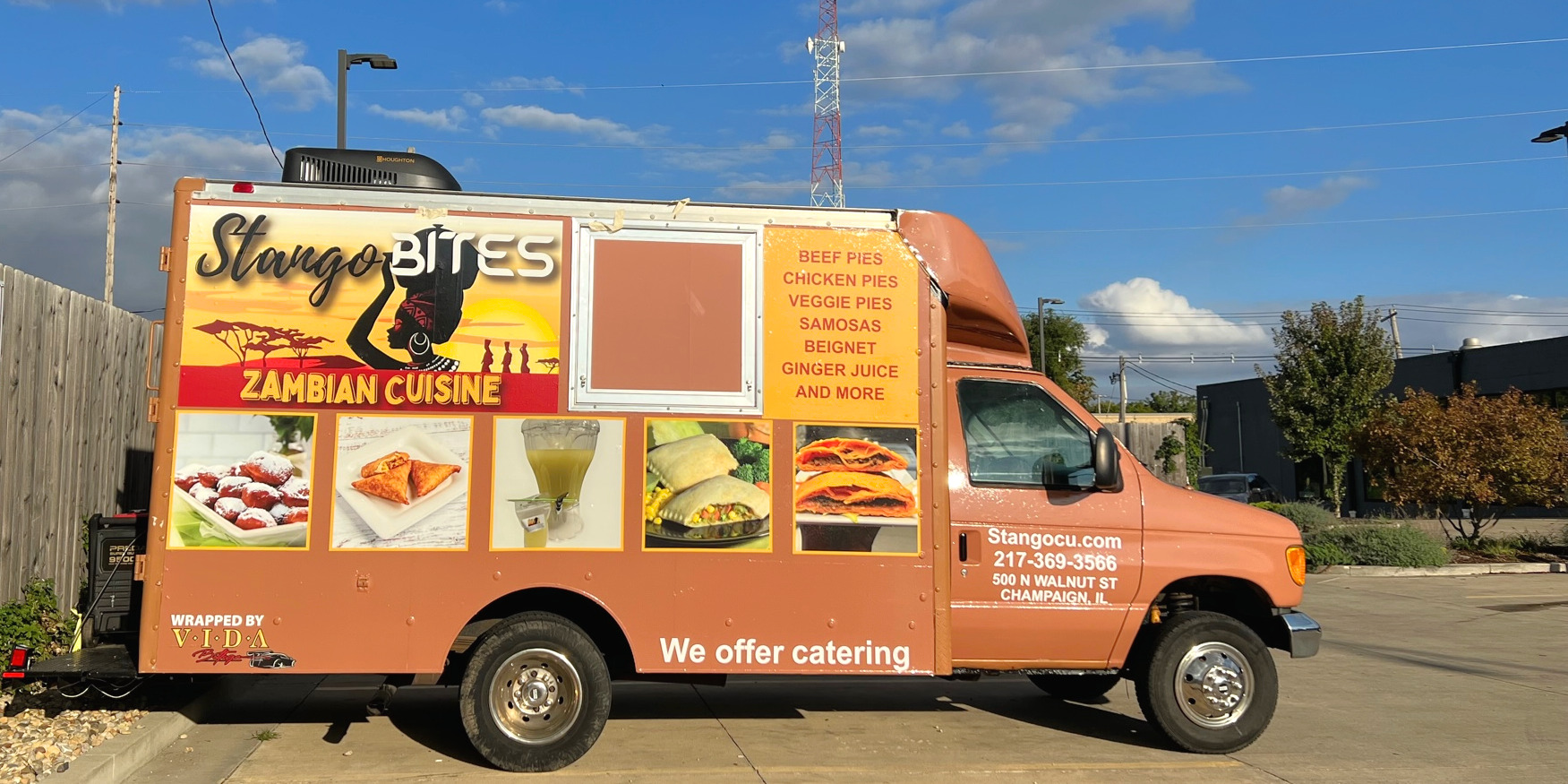 The brand new Stango food truck called Stango Bites, which serves appetizers from the Zambian restaurant in Champaign, Illinois.