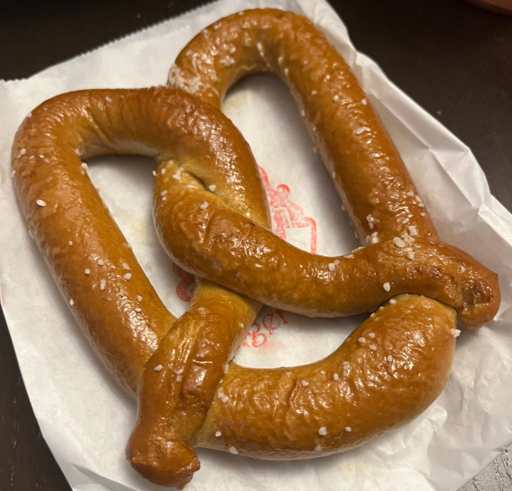 Salted pretzel from Ginger Ale's of Savoy.