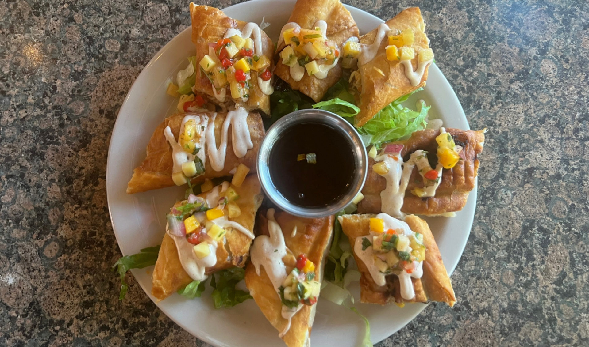 An order of chicken flautas from Seven Saints restaurant in Champaign, Illinois.