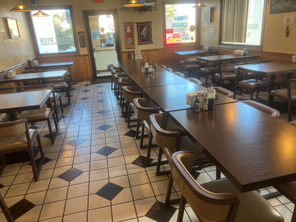 Newly renovated indoor dining space of Champaign' Golden Wok.