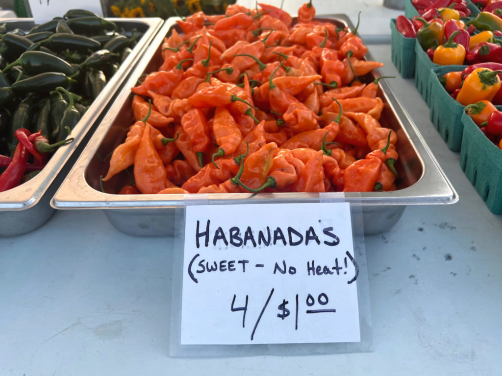 Habanada peppers for sale at the Urbana Market at the Square