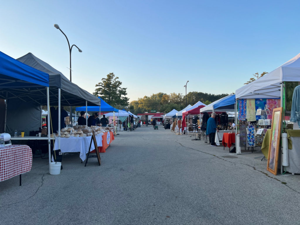 C-U farmers' market early morning with vendors ready for shoppers