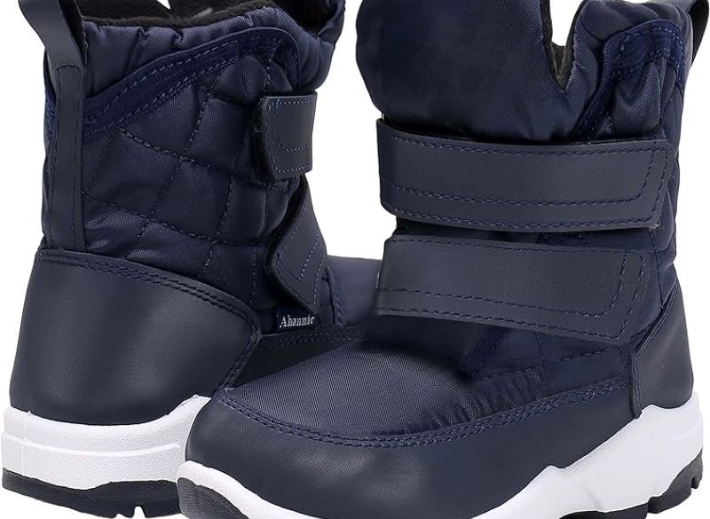 A pair of navy blue snow boots.