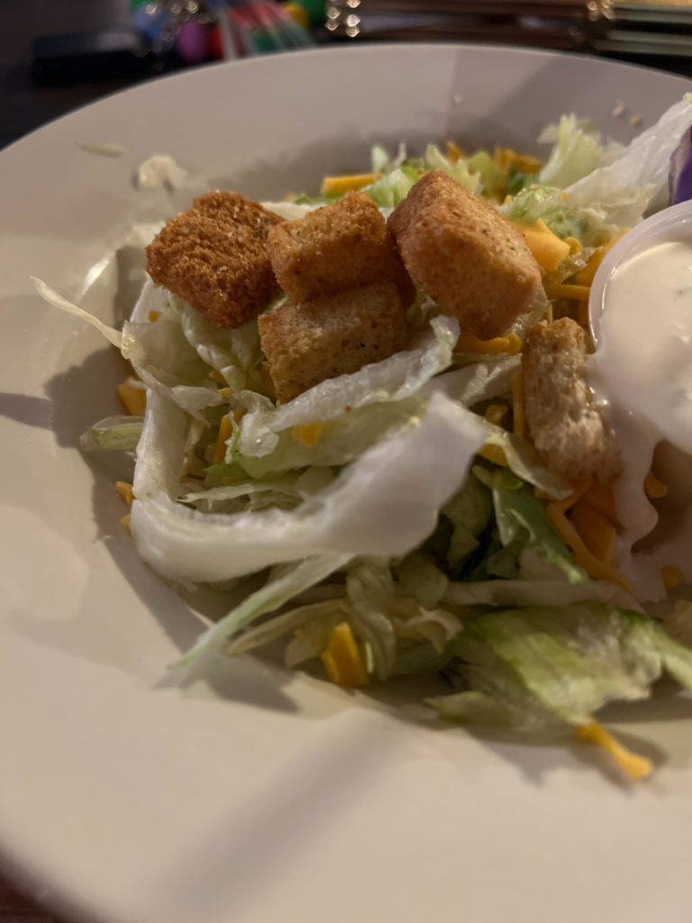 A simple salad with croutons at Philo Tavern.