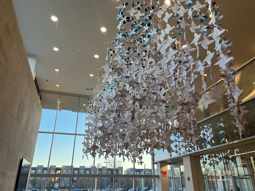 The winter installation is up at the Champaign Public Library
