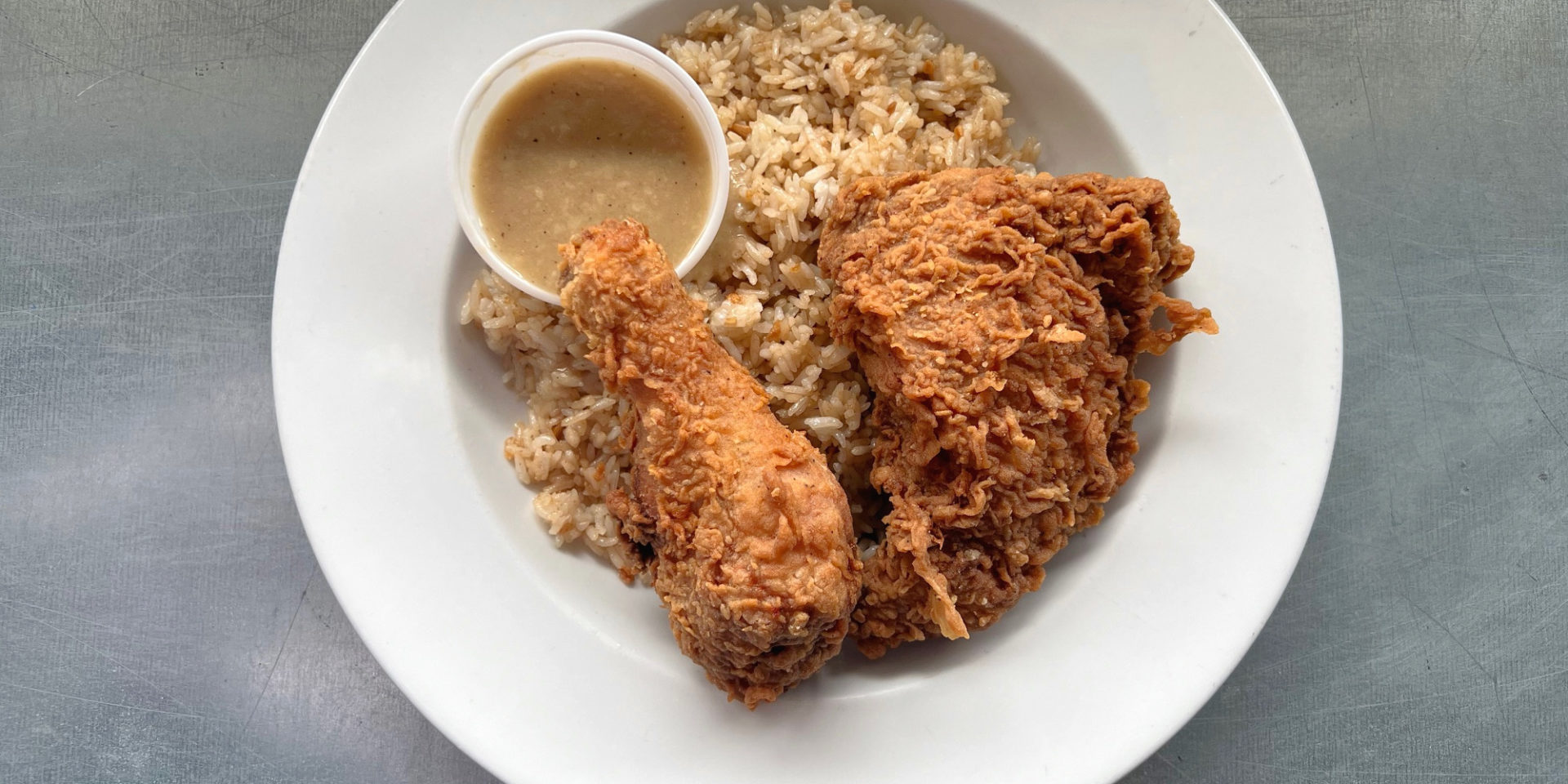 Crispy fried chicken at A Taste of Both Worlds for Restaurant Week 2024 in Champaign-Urbana.