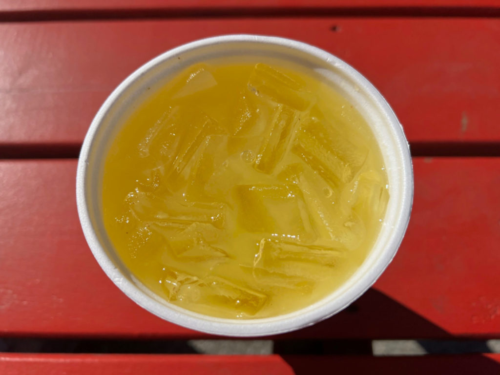 A pineapple drink called piña agua frescas at Los Paisos food truck.