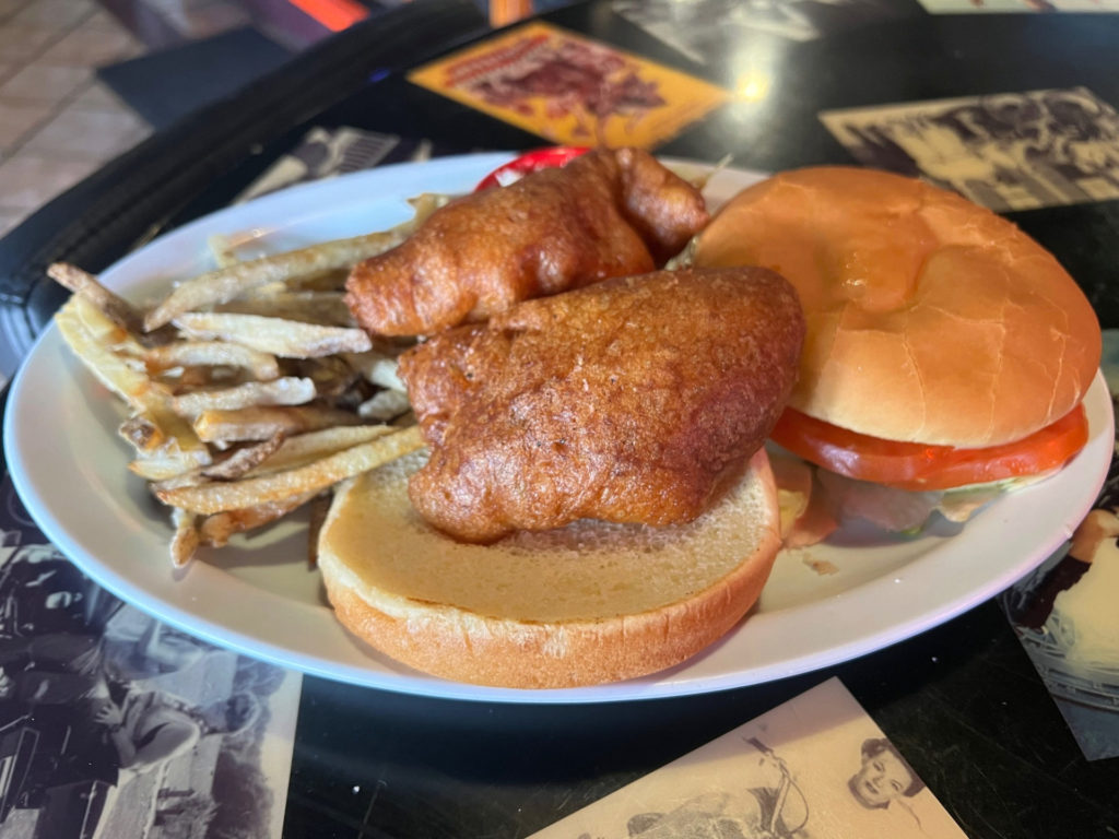 A plate of the Friday fish special at Boomerang's Bar & Grill in Urbana.