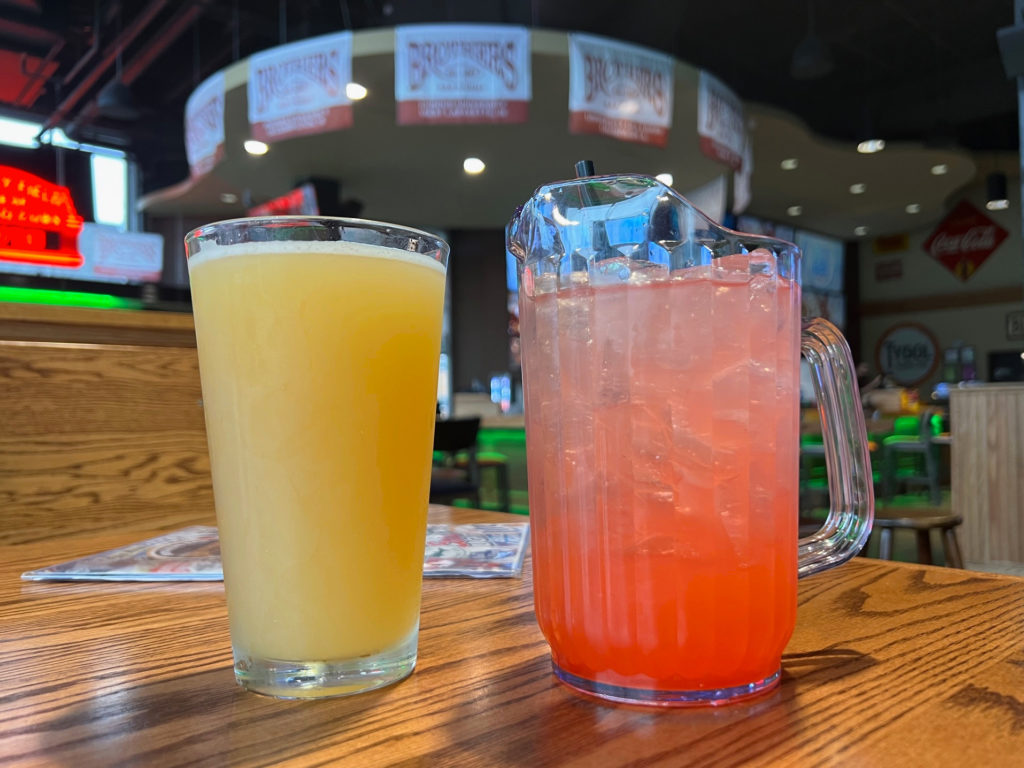 Two drinks at at Brothers Bar & Grill.
