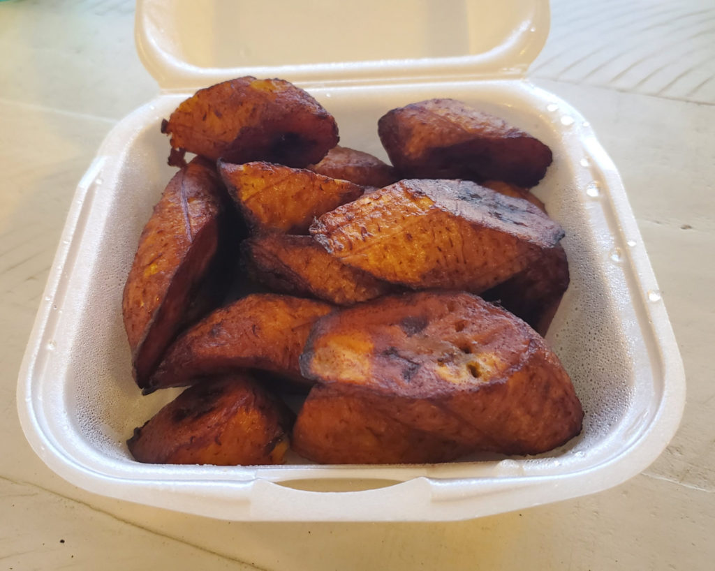Plantains in a to-go container.