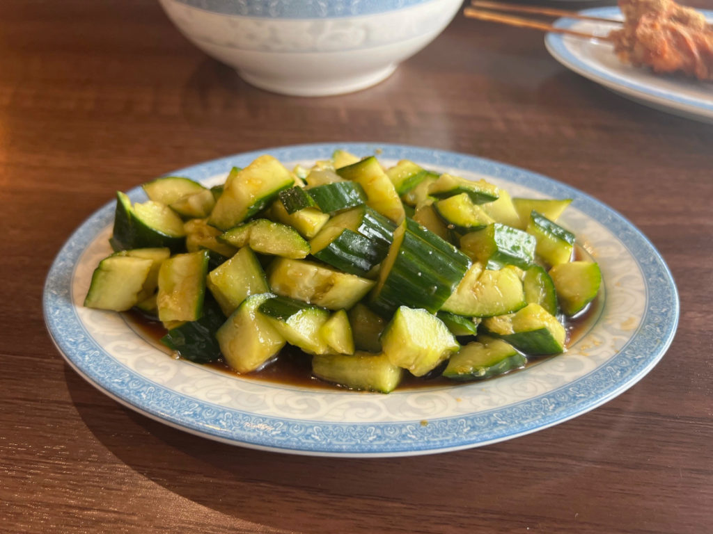Cucumbers in garlic vinaigrette at Mid Summer Lounge.