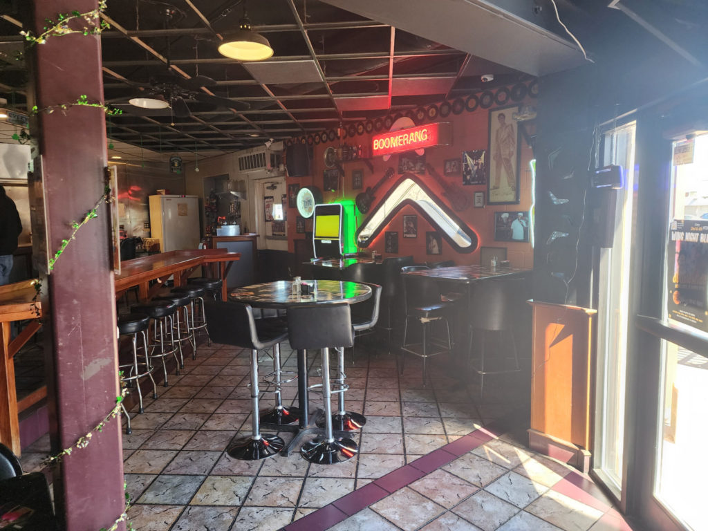 Inside Boomerangs Bar & Grill in Urbana.