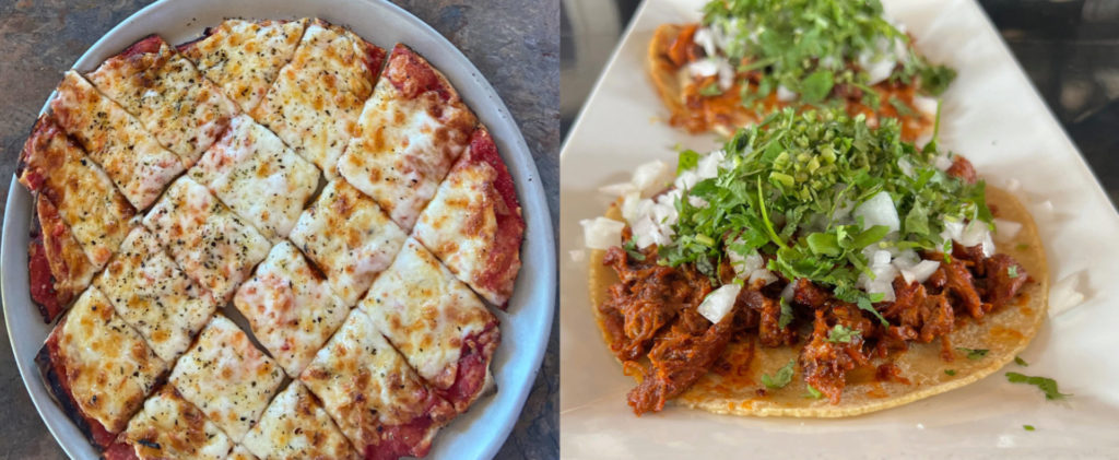 Old Orchard pizza and tacos al pastor at Maize for Smile Politely's Food + Drink tournament 2024 part of the Elite 8.