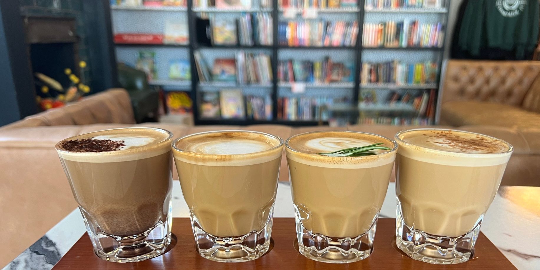 A coffee flight at The Literary in Champaign.