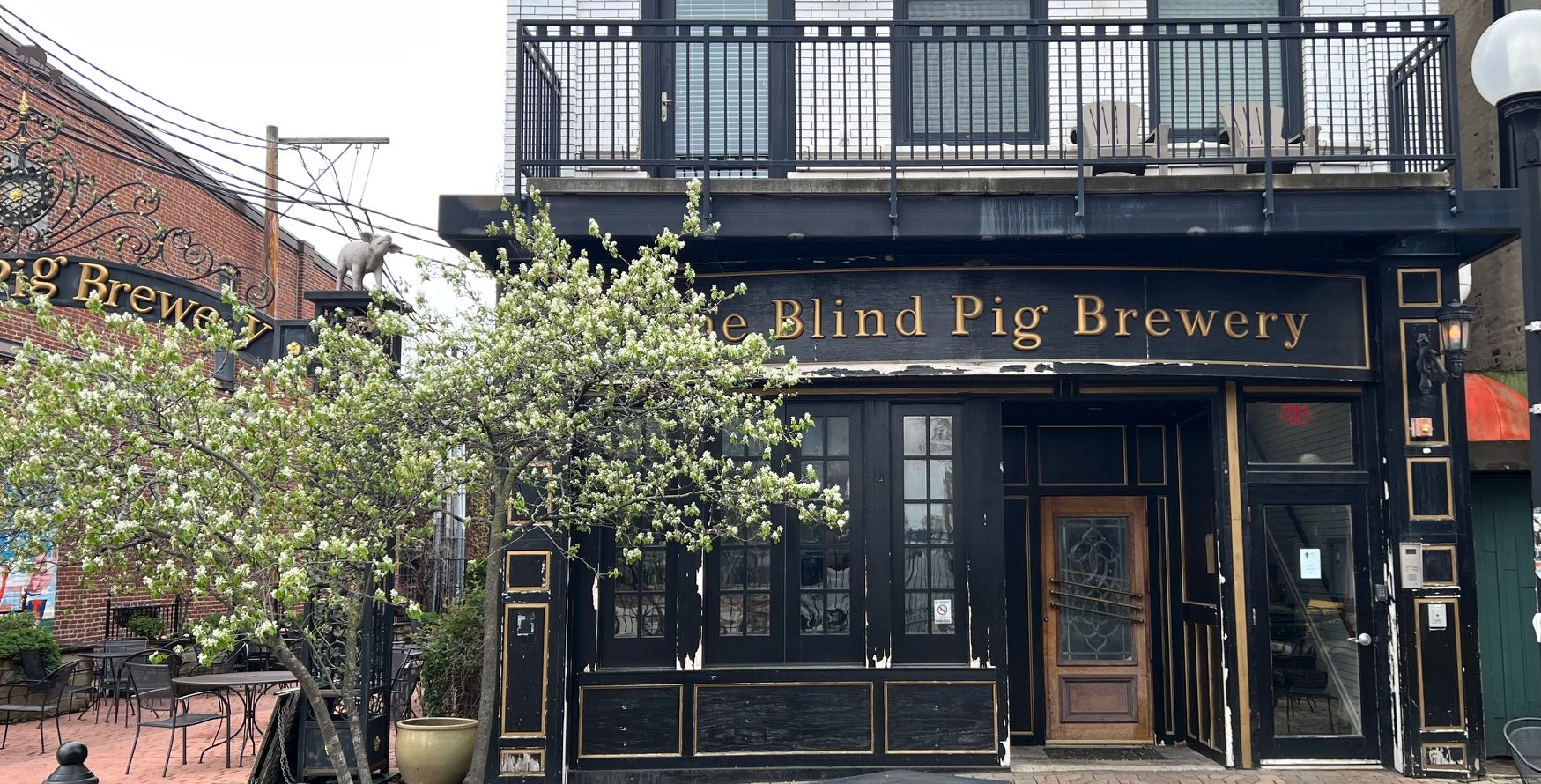 The front of the Taylor Street entrance to The Blind Pig Brewery on Neil Street.