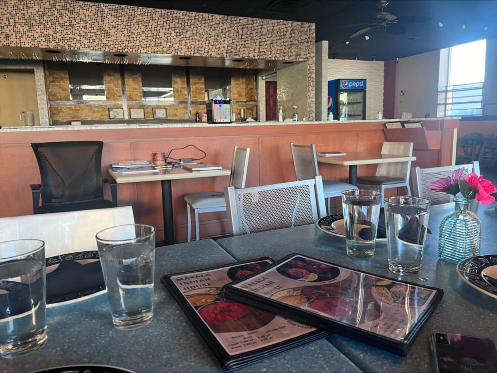 The interior of Masala Indian House restaurant.